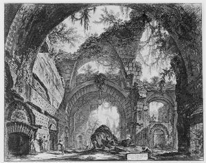 Verwoeste galerij van de Villa Adriana in Tivoli